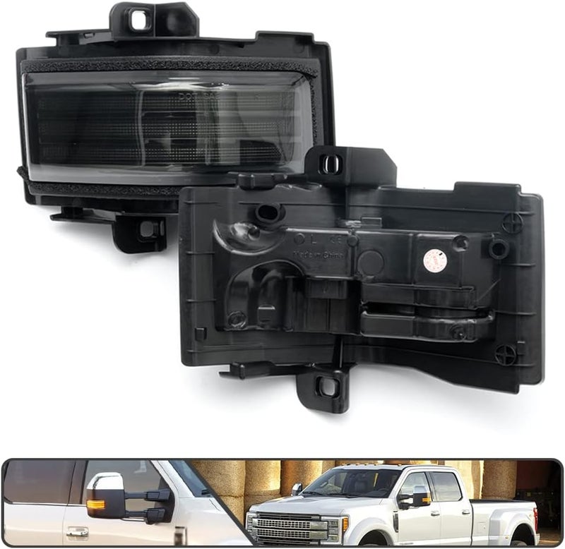 Mingrui test 2Pcs Sequential LED Side Mirror Marker Light for Ford F150 2015-2023, F250 F350 F450 F550 Super Duty 2017-2023 Amber Dynamic Blinker Indicator Turn Signal Light White Driving/Running Light Smoke Lens - Image 3